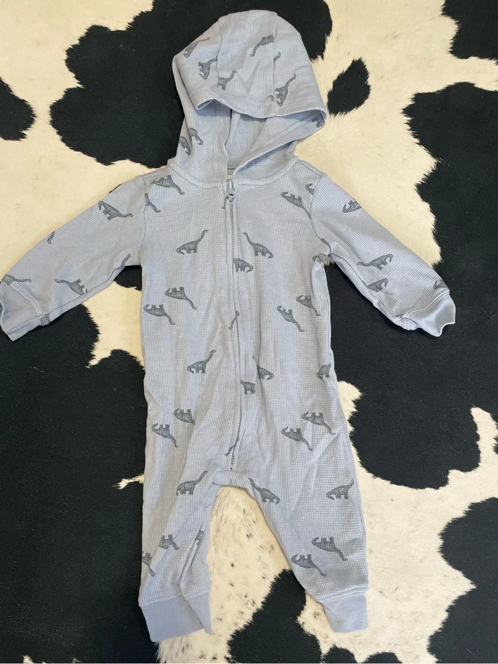 2/$12 Light Blue Dinosaur Hooded One-Piece Jumpsuit